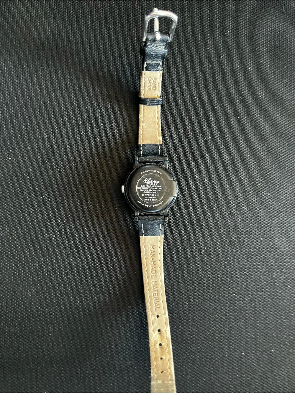 Disney Black & Tan Strap Wristwatch with Logo Back